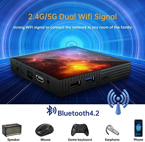 Android 11 TV Box 4GB RAM 64GB ROM S905W2 Chipset Smart Set Top Box Builtin 2.4G/5G WIFI Bluetooth 4.2, Media Player Support 3D 4K UHD Videos, with Wireless Mini Keyboard