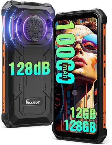 FOSSIBOT F110L Rugged Phone Unlocked (2026), 128dB Super Speaker 10000mAh/20W Battery Cell Phone 12GB+128GB/2TB Android 15 Smartphone, 6.75