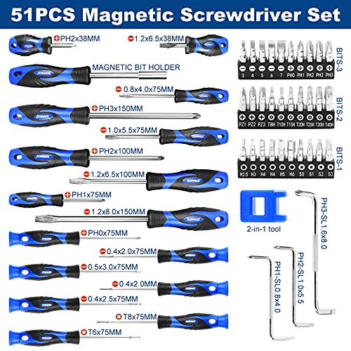Image of SORAKO 51-Piece Screwdriver Set, Multi-Purpose Magnetic Screwdriver Set with Case, Precision Screwdrivers tool Kit for Home Repair /Improvement /Craft /Men Gift