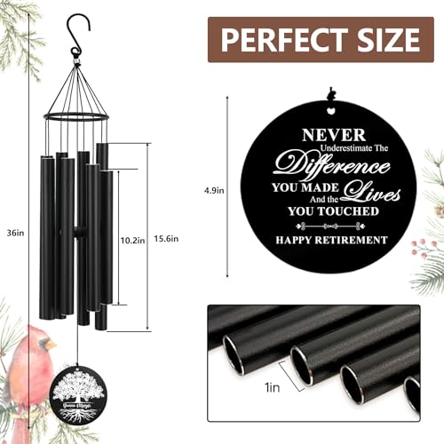 Image of Personalized Retirement Wind Chimes for Outside, 36 inch Happy Retirement Gift for Women, Men, Coworker, Colleague, Boss, Teacher, Nurse, Friend, Going Away Garden Patio Decor