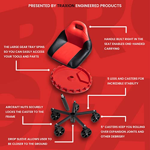 Traxion 2-700 Progear Mobile Rolling Gear Seat W/Equipment Tray And Five All-Terrain 5" Casters #TOP1