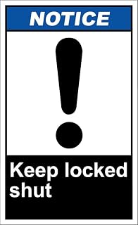 Aluminum Vertical Metal Sign Multiple Sizes Keep Locked Shut Notice OSHA Ansi Emergency with Border Weatherproof Street 9x12Inches