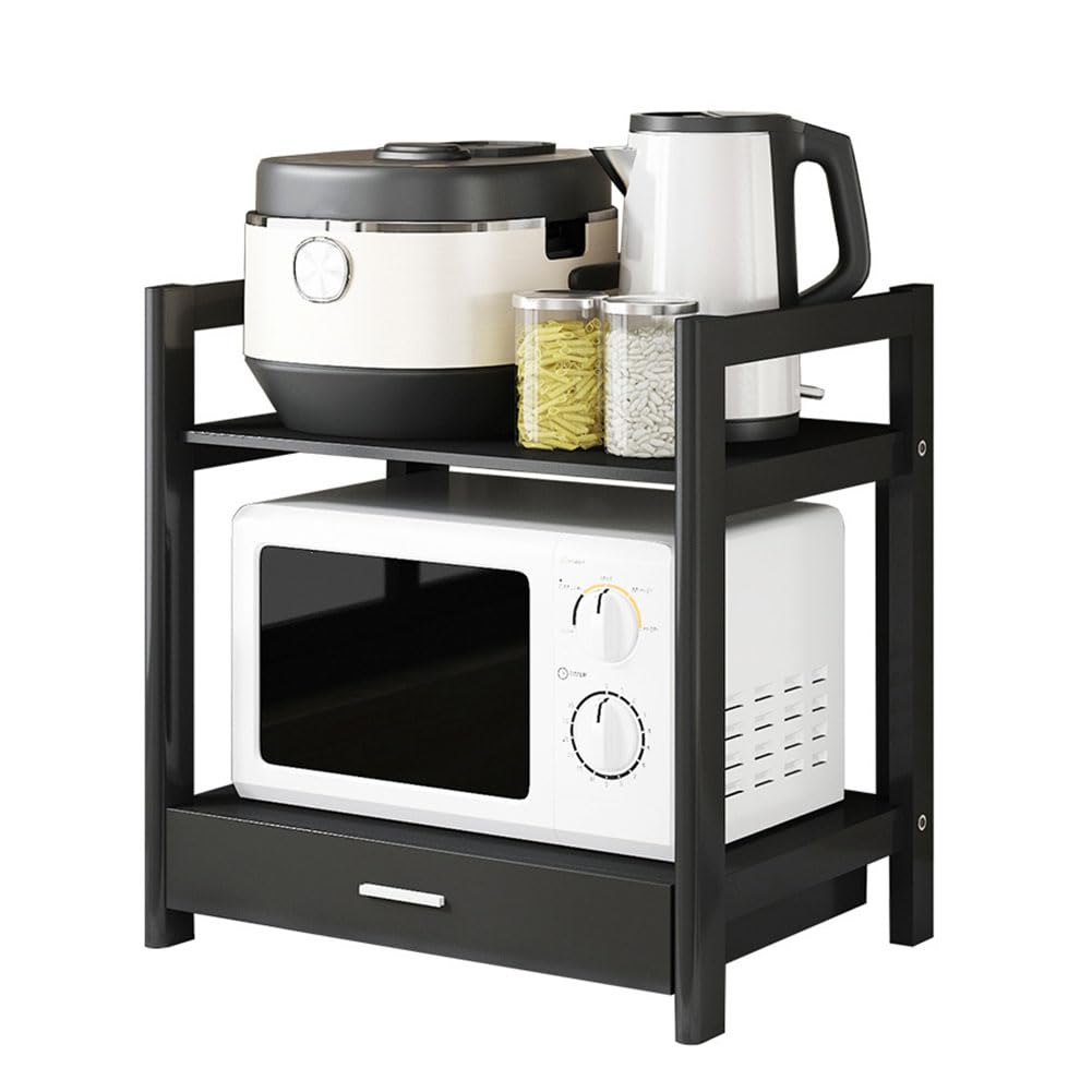 Support de four à micro-ondes en acier au carbone noir étagère de cuisine réglable