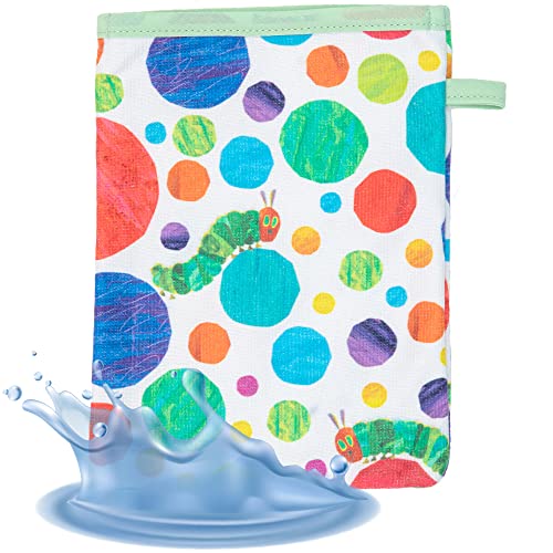 Smithy Waschlappen Baby Raupe Nimmersatt | Baumwolle Frottee | Waschhandschuh Kinder | Jungen & Mädchen | Geschenk zur Geburt (bunt)
