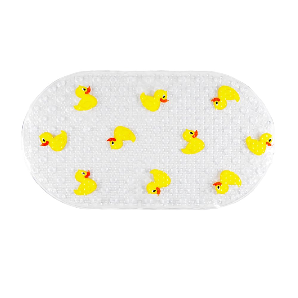 AQUALONA® Premium Child Friendly Ducks Bath Mat - PVC - Comfort Purpose - Shower and Bath. BPA, Latex and Phthalate Free (Ducks)