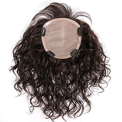 Volumateur cheveux humains à clips pour femme avec topper en soie