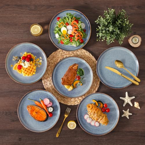 Image of vancasso Playa 10.25 inch Dinner Plate for 6 People, Stoneware Side Plates for Dessert /Pasta /Main Course, Dishwasher and Microwave Safe, Scratch Resistant Serving Plate, Lavender Blue