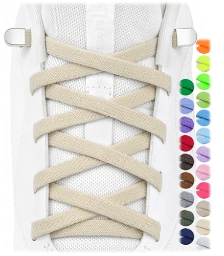 Image of Stepace 2 Pairs Elastic No Tie Shoe Laces for Kids and Adults Sneakers, Stretch Flat Tieless Shoestrings