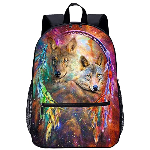 Mochila de moda de lobo impresa en 3D de 45x30x15cm para estudiantes
