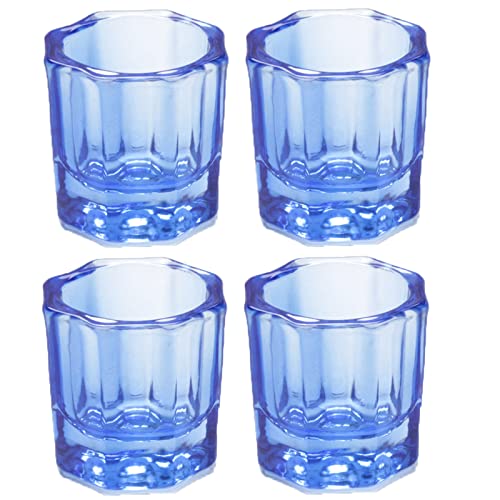 Drehdy 4pcs Nail Art Acrylic Liquid Powder Dappen Dish Glass Liquid Holder Glass Bowl Nail Clear Holders for Nail Extension Supplies