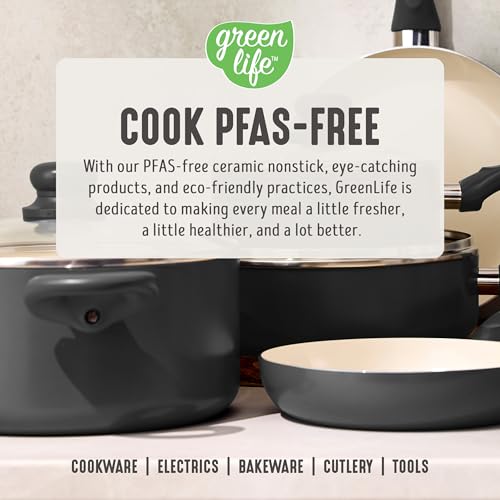 GreenLife 2QT Ceramic Nonstick Saucepan with Lid, Graphite Black by GreenLife - Used condition - Image 4