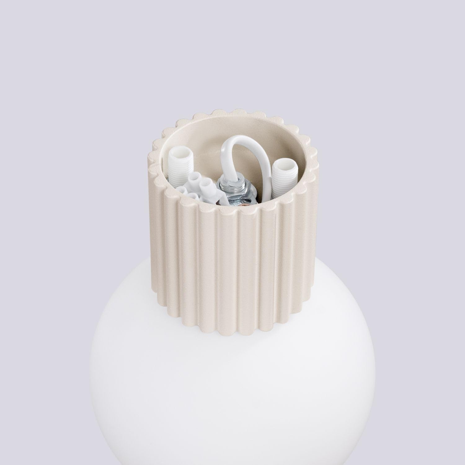 Licht-Erlebnisse Glas Wandleuchte IP44 Beige G9 Aluminium rund Kugel Modern blendarm T:17 cm Küche Spiegelleuchte Feuchtraum Wandlampe Wandbeleuchtung Bad
