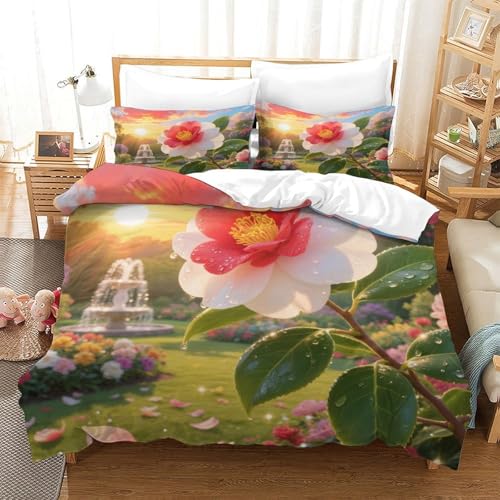 Housse de couette Camélia 140x200 cm en microfibre avec sa taie - 2