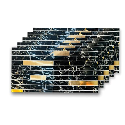 Image of WrapWall 3D Wallpaper Self Adhesive Foam Pack of 10 (60x30 cm) | Waterproof Brick Design Wallpaper |Peel & Stick DIY Wall Decor for Living Room Bedroom Kitchen (10, Black Mosaic)