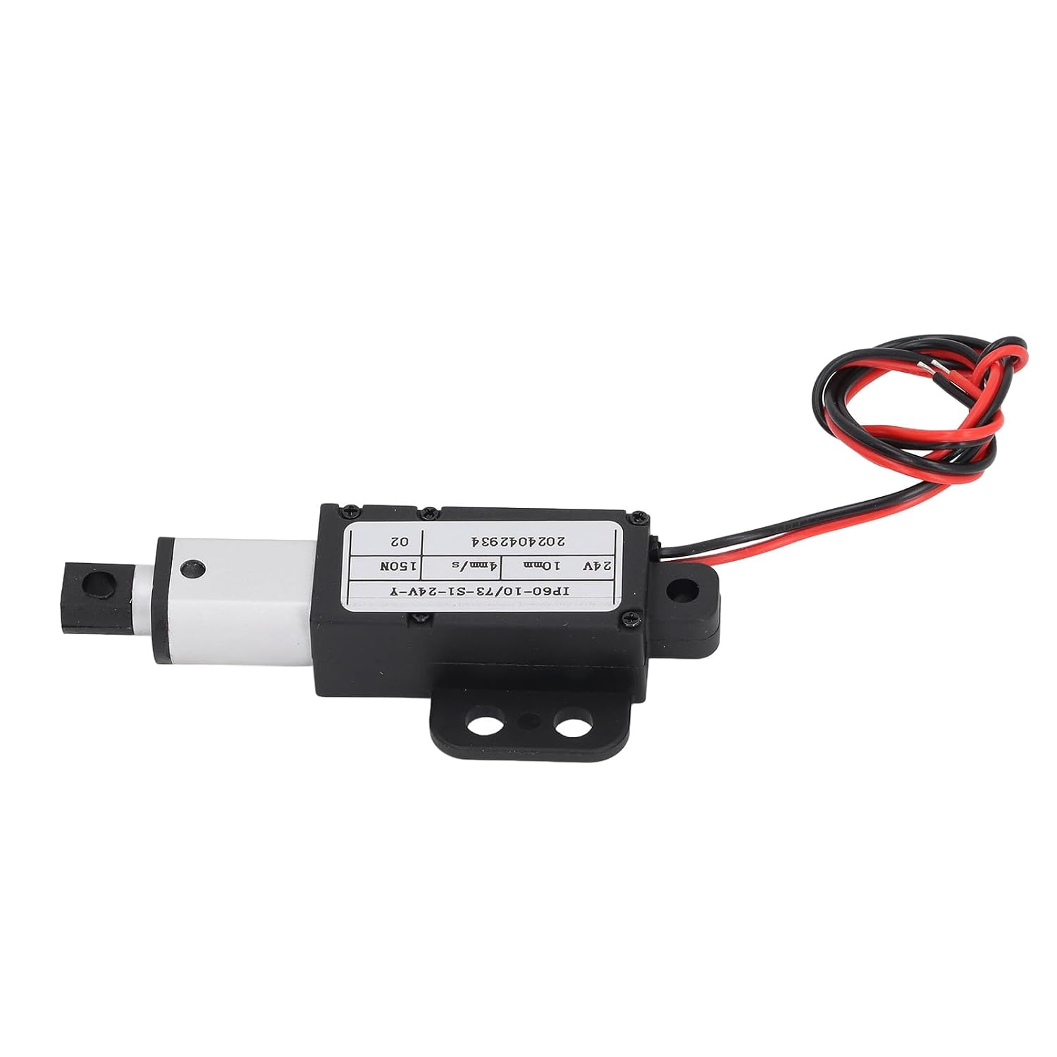 Electric Micro Linear Actuator with DC 24V Power Supply, 150N Thrust Capacity, 10mm Stroke Length, and 4mm Per Second Travel Speed, IPX4 Rated Housing for Industrial and