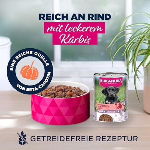 Eukanuba Nassfutter für Welpen mit Rind & Kürbis, 6 x 400 g – Ansicht 2