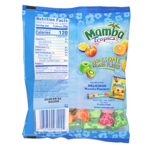 Mamba Tropics Fruit Chews, sabores frutales,3 pzas miniatura 2