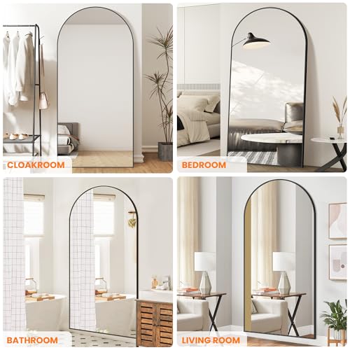 Full Length Arched Mirror, 75"x35" Standing Floor Full Body Mirror for Wall with Aluminum Alloy Frame for Bedroom, Living Room, Dressing Room(Black)