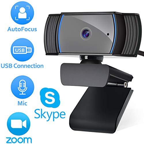 1080P hd Webcam Auto Focus with Microphone, Roadom 2Mega Pixel Full HD USB Camera for PC/Computer/Laptop, 360Â°Rotatable Tripod-Ready for Zoom Meeting/Video Calling/Vlogging/Skype/Broadcasting
