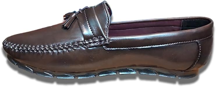 Buy Men's Classic Leather Penny Loafers, Brown, Tassel Detail