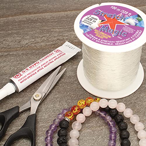 Image of Stretch Magic Bead & Jewelry Cord - Strong & Stretchy, Easy to Knot - Clear Color - 0.7mm Diameter - 100-meter (328 ft) Spool - Elastic String for Making Beaded Jewelry - Bonus Hypo Cement Glue