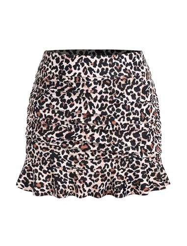 ZAFUL Women High Waisted Swim Skirts Ruffle Ruched Mini Skirt Tummy Control Bikini Bottoms