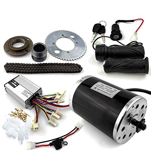L-faster Bracketless 1000W Drift Trike Motor MY1020 with 1000W Brush Motor Controller and Throttle Handle Grip Key Power Switch (48V Handle kit)