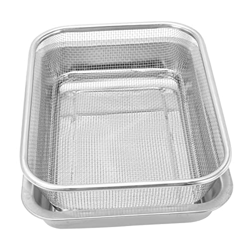 HEALLILY 1Set Stainless Steel Oil Drain Tool Multi Functional Rectangular Rack for Cooking Baking Cooling Dishwasher Resistant Kitchen Gadget