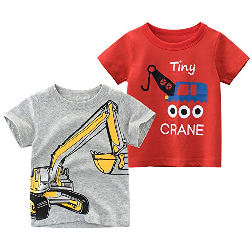 Toddler Boys' 2-Pack Short Sleeve T-Shirt Tops Tee Size for 2-7 Years