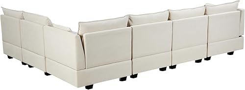 Miniatura 9 de Sofá seccional en forma de L, moderno sofá de tapicería grande, sofá cama modular convertible con diván reversible, asiento de almacenamiento para