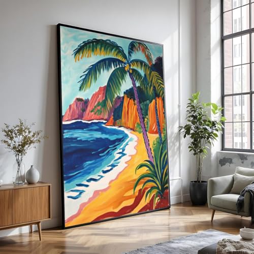 Toile plage tropicale sans cadre pour mur vide 50x70 cm