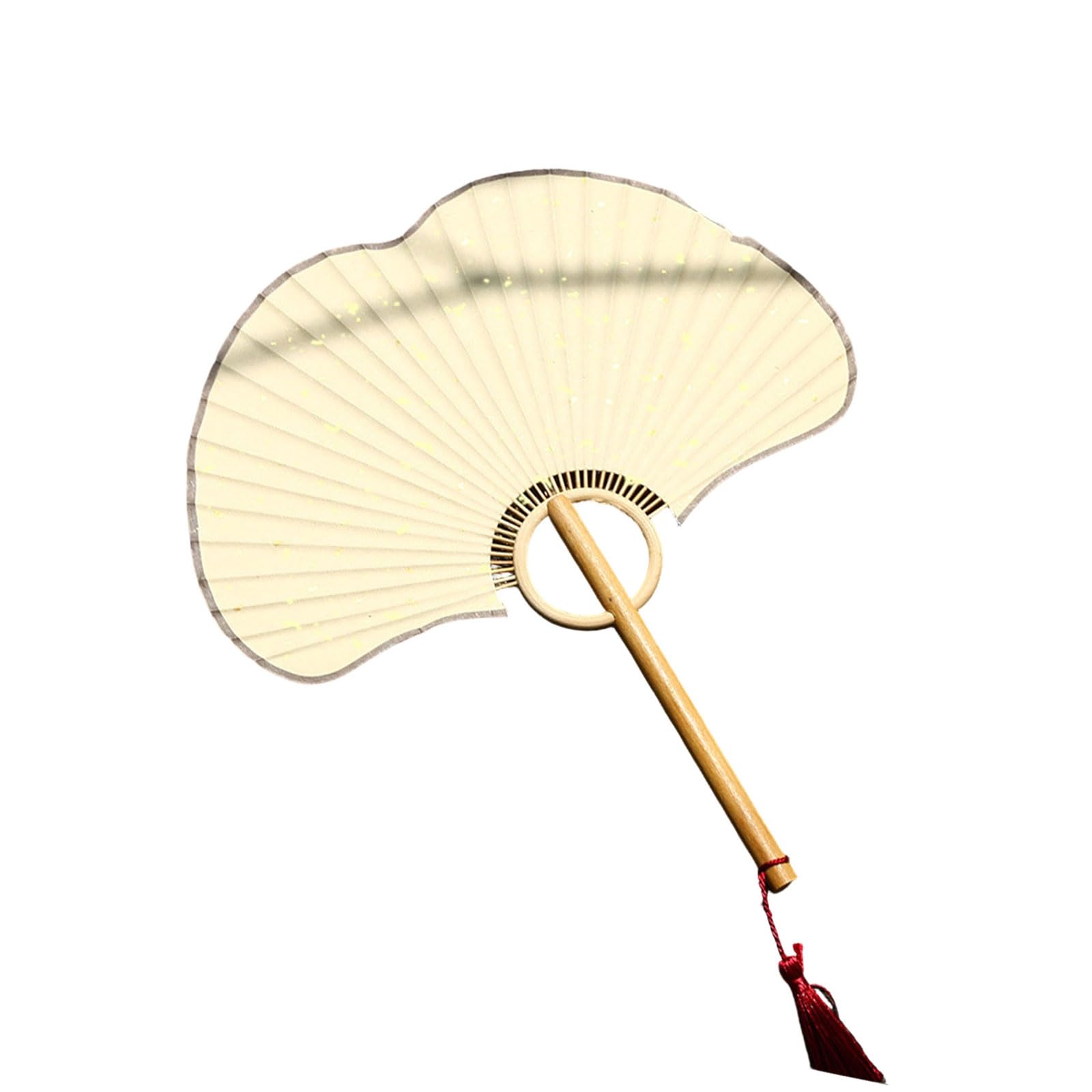 Nucelit Ginkgos Rice Paper Fan Chinese Styles Hand Fan Handheld Cooling for Wedding Party Dance Photo Props Home Decorations Ginkgos Rice Paper