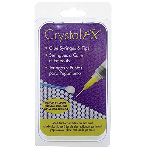 The Beadsmith Glue Syringes - CrystalFX - 4 Syringes, 4 Tips & 2 caps - Use w/Medium Viscosity Glues - Precision Adhesive for Attaching Crystals, Rhinestones, Flat Back Stones, Gems & Jewels