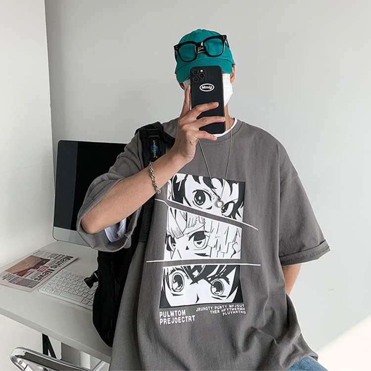 Miniatura 4 de CYee Camisetas gráficas de anime Dark Academia para hombre, estilo grunge, de manga corta, de gran tamaño, ropa urbana Preppy Cyberpunk Techwear