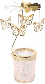 COMVIP Porte-Bougie Rotatif Carrousel Bougeoir Bougie Chauffe-Plat Fantaisie M: Doré - Papillon
