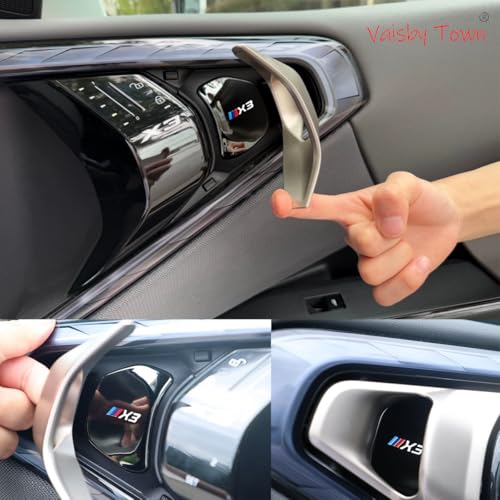 Image of Car Inner Door Handle Panel Covers compatible with BMW X3 2025-2026 | Titanium Black Interior Trim Accessories, 4 pcs for Front and Rear