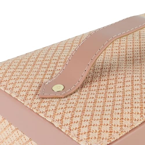 NFI essentials Makeup Organizer Box Cosmetic Vanity Box for Women Wedding Bridal Jewellery Storage with Tray Makeup Trousseau Kit Box (Pink) 5 51Pg OOT6QL