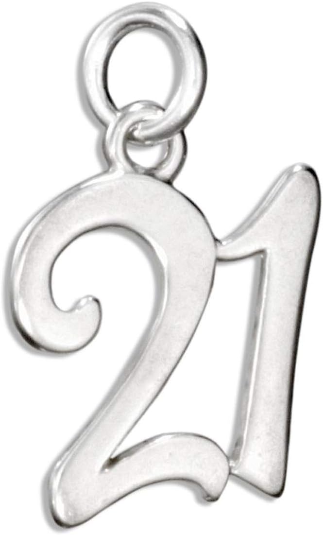 Dakota West Number 21 21st Birthday 925 Sterling Silver Charm Jewelry Making Supply Pendant Bracelet Crafting