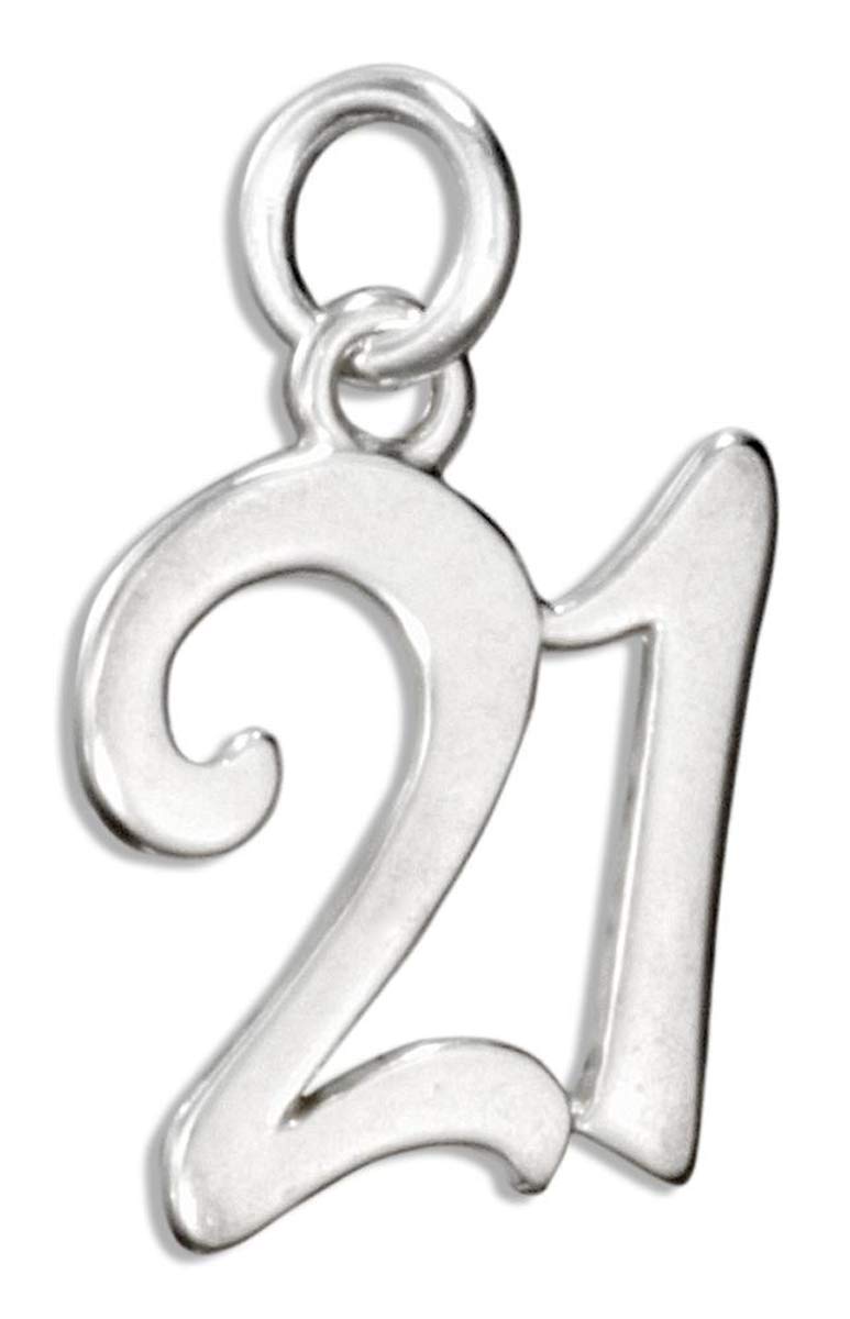 Dakota WestNumber 21 21st Birthday 925 Sterling Silver Charm Jewelry Making Supply Pendant Bracelet Crafting