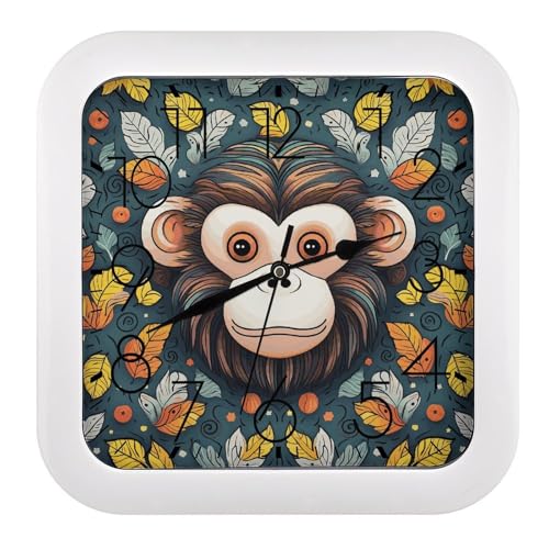 Horloge murale carrée moderne singe pour stopper le tic-tac