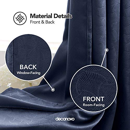Image of Deconovo Fashionable Rod Pocket Blackout Curtains Room Darkening Curtains Window Treatments Shade Curtains for Study （5.2 Feet-Window） 52W x 63L Inch Blue 2 Drapes