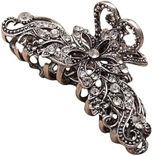 Silver Vintage Crystal Metal Hair Clamp IN5263, 1 Pack
