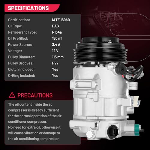 BDFHYK 98363 Air Conditioning A/C Compressor with Clutch Compatible with Toyota Avalon V6 3.5L 2008 2009 2010 2011 2012, Camry V6 3.5L 2007-2011