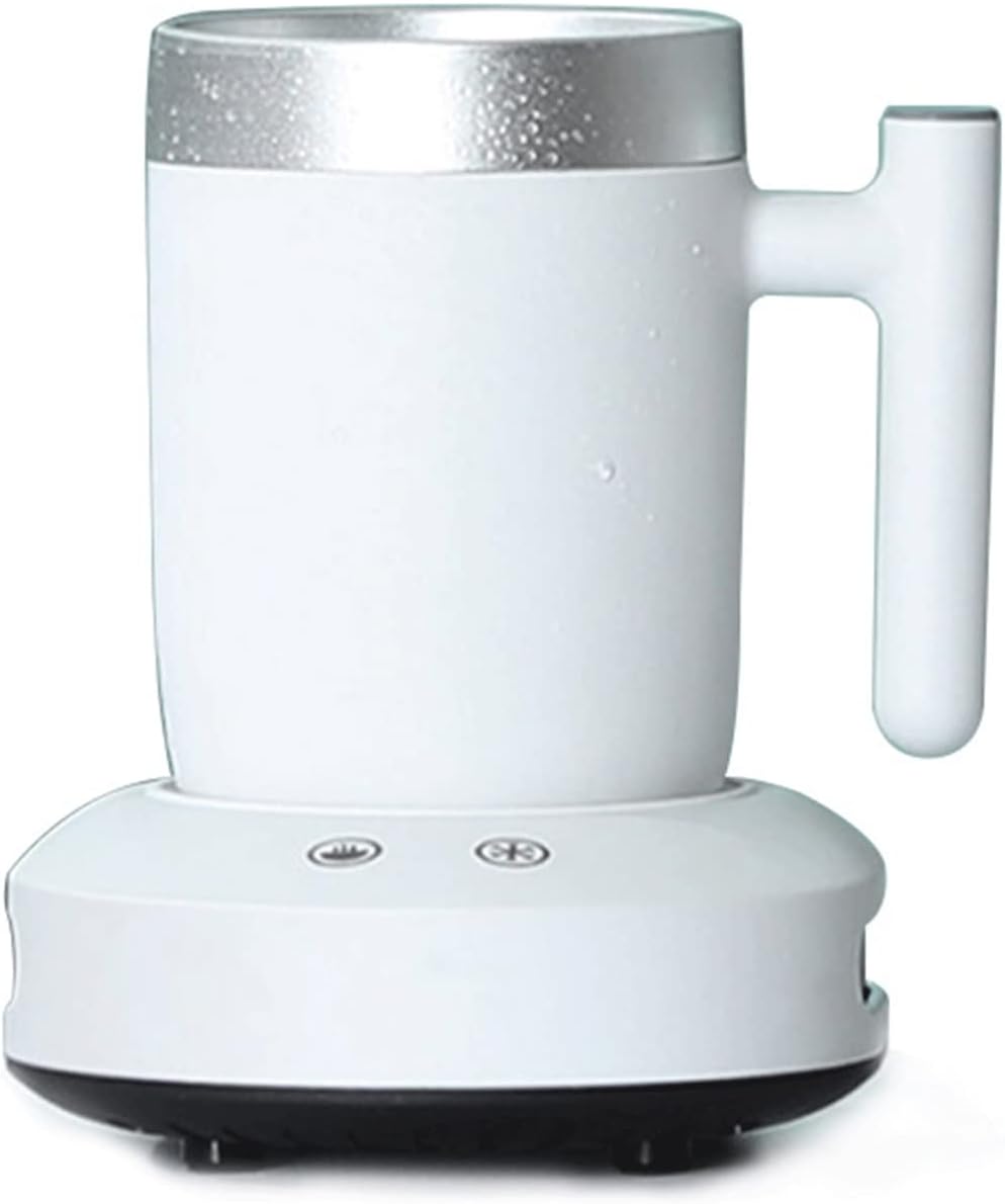 Coffee Warmer Cup Cooler Desktop, Coffee Tea Drinks Warmer or Cooler Desktop, Heating and Cooling Beverage Plate for Water, Milk, Beer, Cocoa (Color : White)