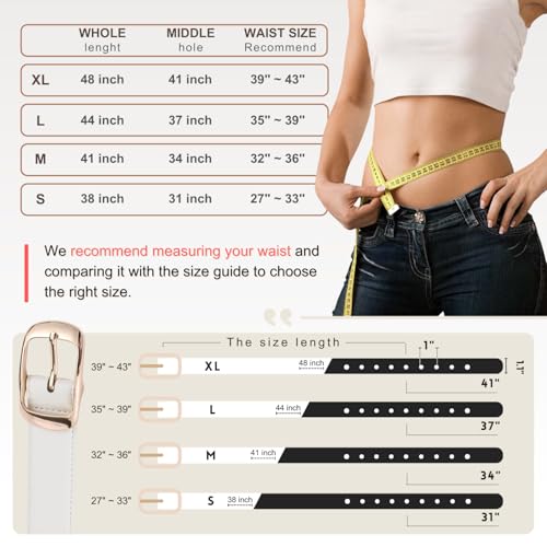 Stylish White Belts for Women Leather Belt with Gold Buckle Ladies Waist Belt for Party Casual Suits3
