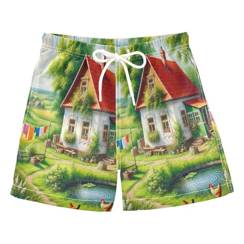 Farm Pond House Boys Swim Trunks Quick Dry Toddler Swimsuit Boy Swimwear Bathing Suits Board Shorts 3T Multi