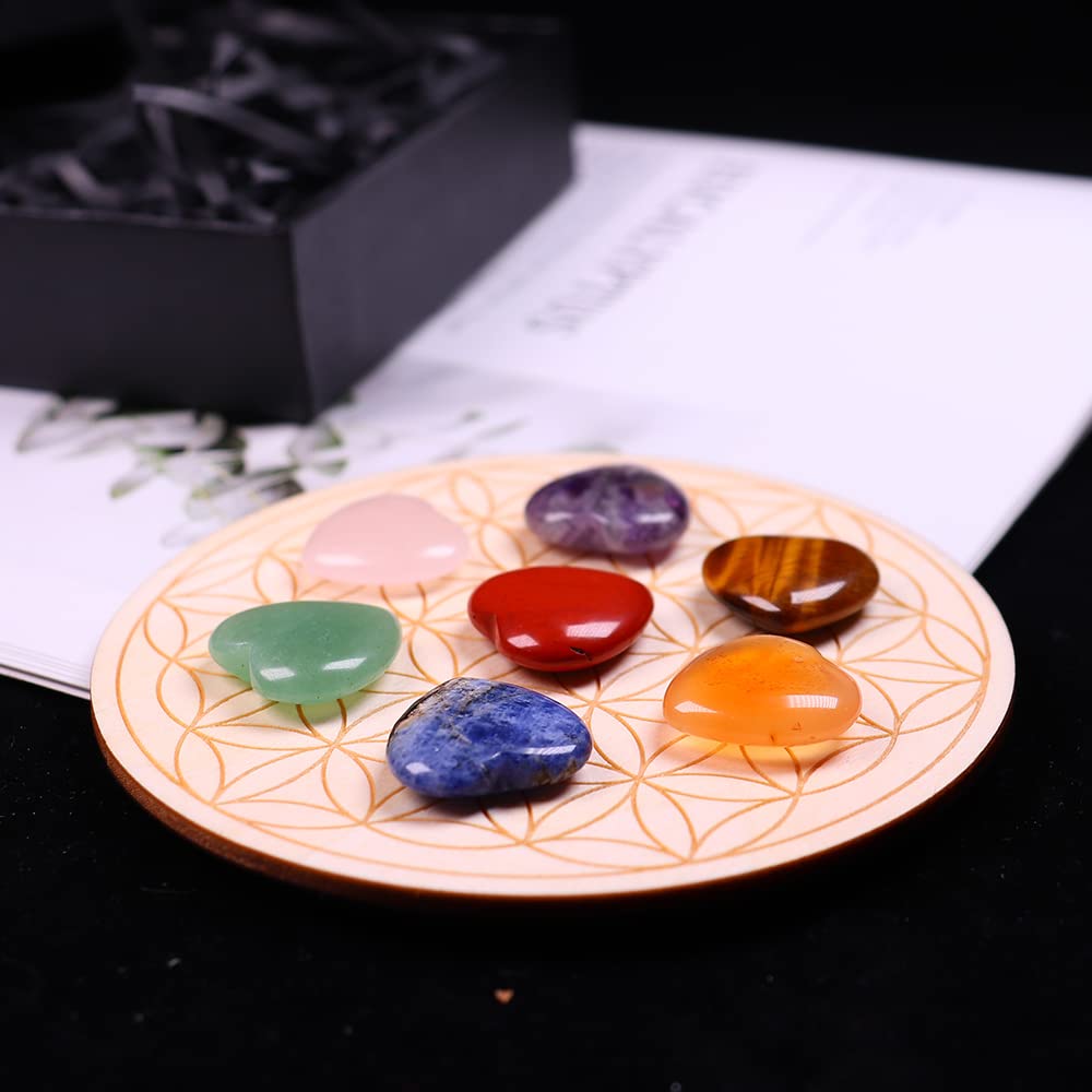 Raumdekoration Natürliches Kristall-Love Crafts-Edelstein-Therapiestein-Pendel mit Lebensblumenbrett for Geschenke