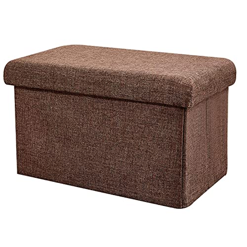 Pouf polyvalent en lin marron pliable et très robuste - 2