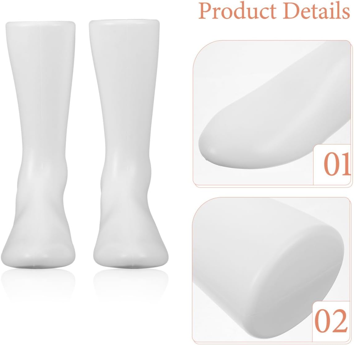 2Pcs Socks Foot Mold Fake Feet, 9.43x9.04x2.75in Shoe Mold Women Shoes Stand Sock Display Stand, Plastic Mannequin Foot for Shop Jewelry Anklet Display