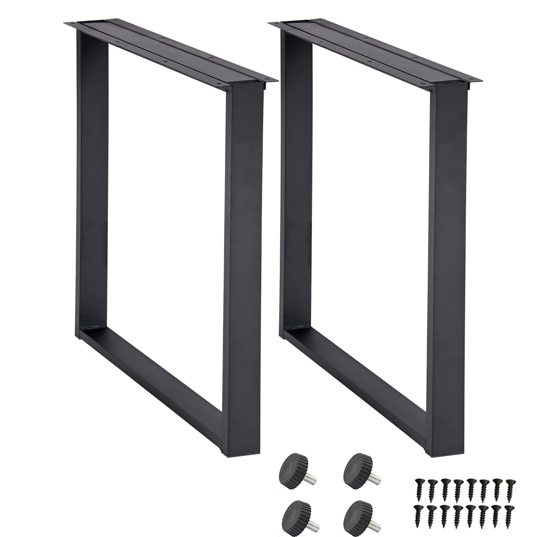 RokiaTek 28 Inches Metal Desk Table Legs Steel Furniture Legs Dining Table Legs Square-Shape Set of 2, Heavy Duty, DIY, Matte Black